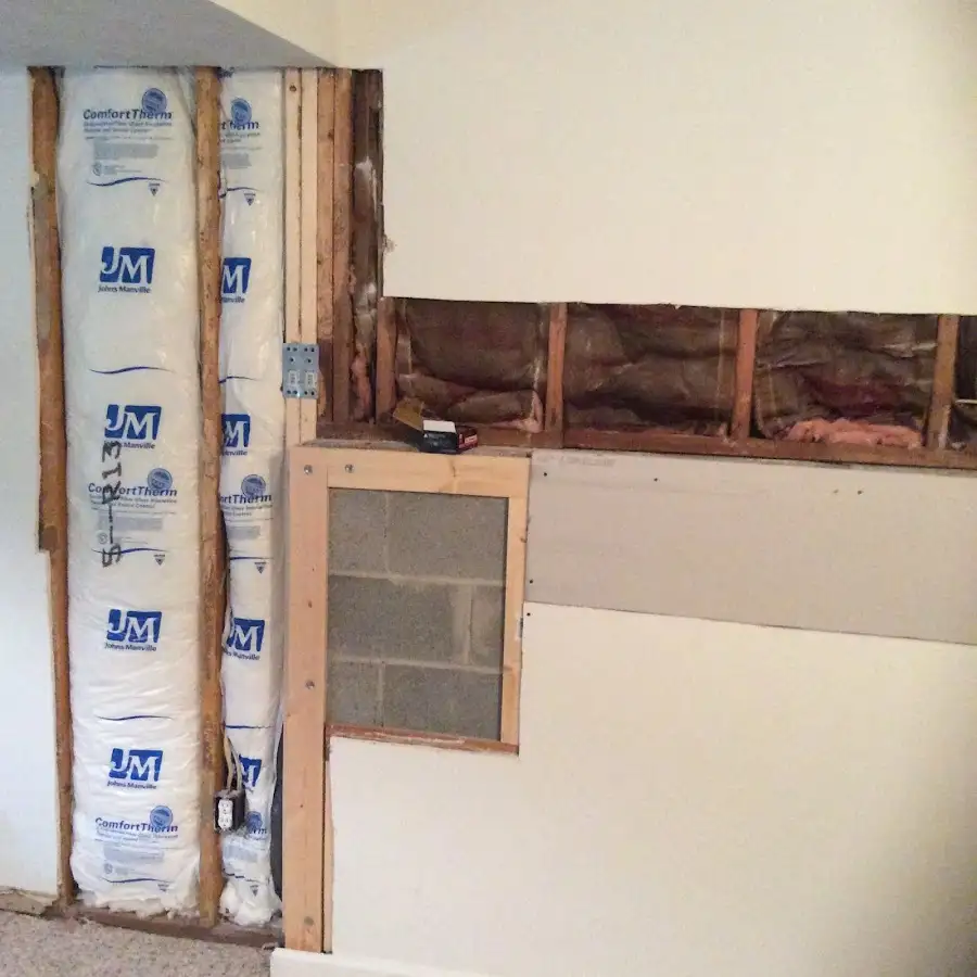 Wall insulation replacement during Contents Cleaning & Restoration in Forestdale